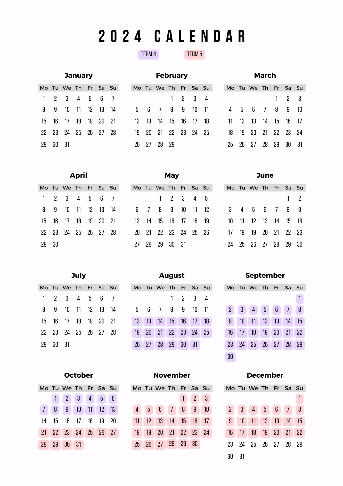 Zeta Education 2024 calendar