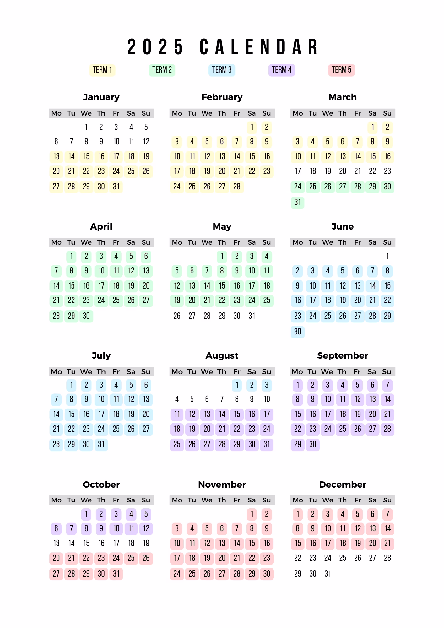 Zeta Education 2025 calendar